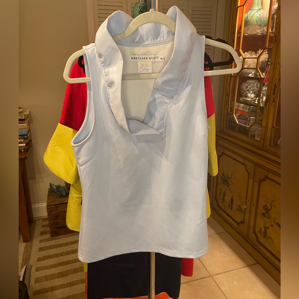 Gretchen Scott Ruffle Top - Medium Sky Blue